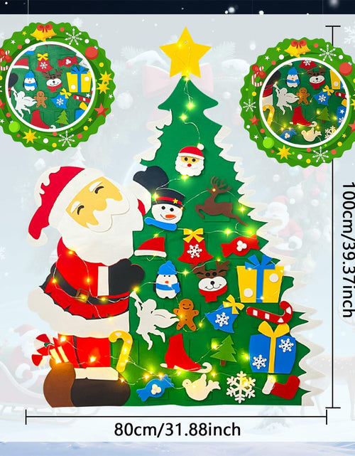 Load image into Gallery viewer, JUN-ELECTRON DIY Felt Christmas Tree Set 3.2Ft Green with Ornaments &amp; Lights

