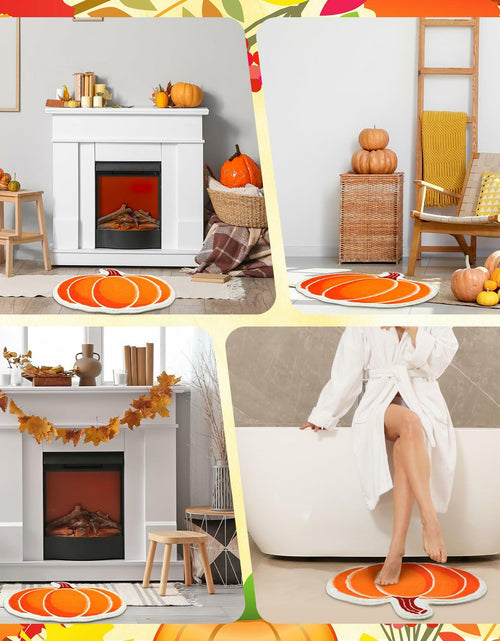 Load image into Gallery viewer, Haull 6 Pc Thanksgiving Bathroom Rugs Autumn Pumpkin Orange 16x16 Inch

