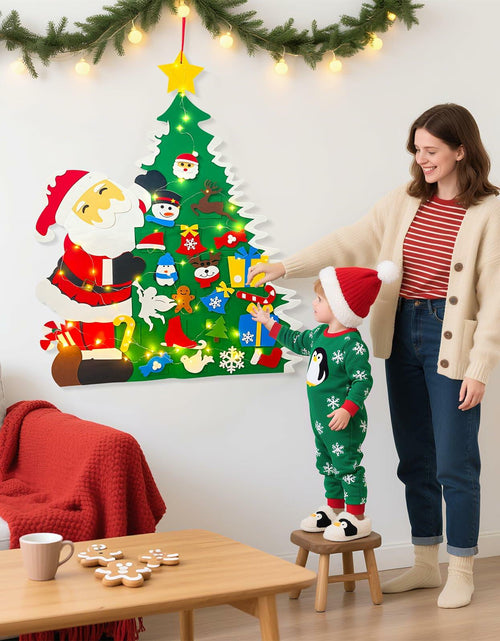 Load image into Gallery viewer, JUN-ELECTRON DIY Felt Christmas Tree Set 3.2Ft Green with Ornaments &amp; Lights
