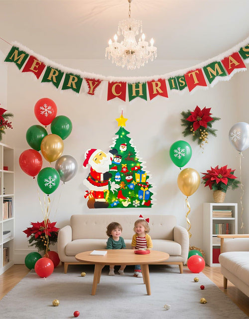 Load image into Gallery viewer, JUN-ELECTRON DIY Felt Christmas Tree Set 3.2Ft Green with Ornaments &amp; Lights
