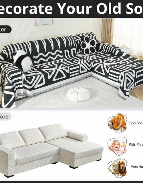 Load image into Gallery viewer, Royhom Boho Chenille Sofa Cover Tassel Loveseat L-Shaped Khaki 71x102
