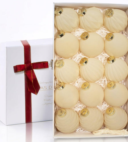 Obgora 15PCS 3.15" Beige Velvet Flocked Christmas Ornaments Balls