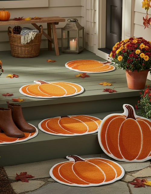 Load image into Gallery viewer, Haull 6 Pc Thanksgiving Bathroom Rugs Autumn Pumpkin Orange 16x16 Inch
