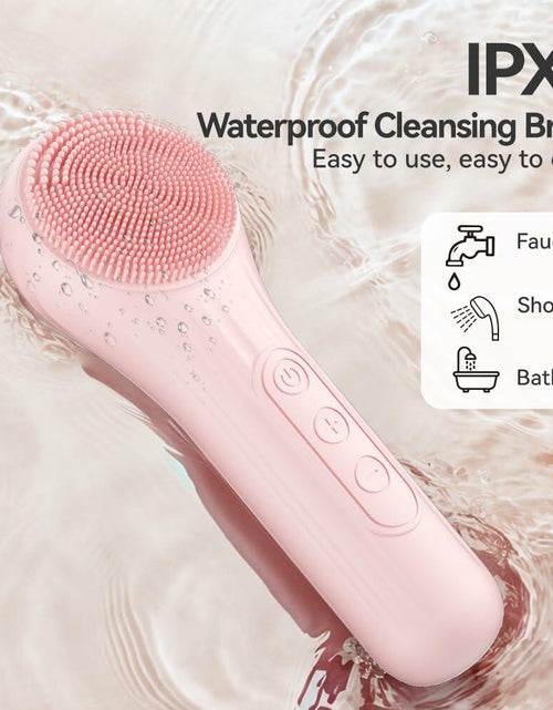 Load image into Gallery viewer, ZEXIYP Silicone Face Scrubber Electric Waterproof Brush 5 Strength Pink
