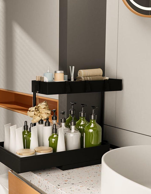 Load image into Gallery viewer, NATURE'S SOURCE 2 Pack 2 Tier Under Sink Organizer with 4 Hooks Black LIKE NEW
