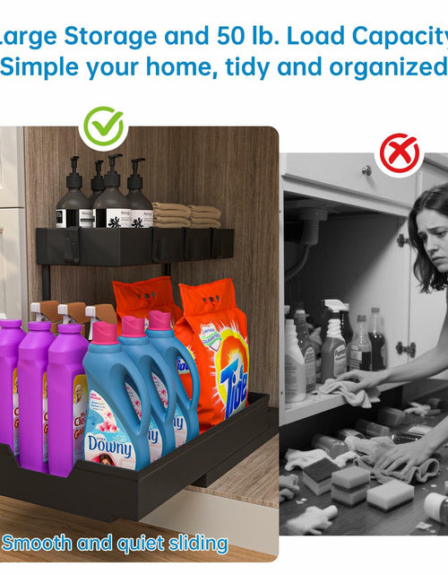 Load image into Gallery viewer, NATURE'S SOURCE 2 Pack 2 Tier Under Sink Organizer with 4 Hooks Black LIKE NEW
