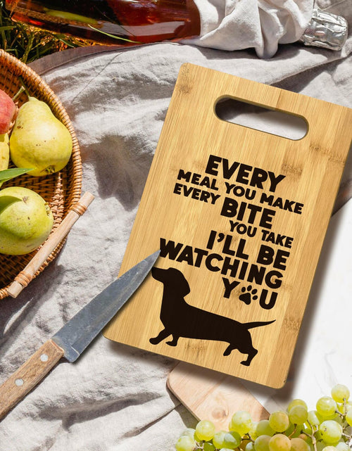 Load image into Gallery viewer, FONDCANYON Dachshund Bamboo Wood Cutting Board Kitchen Decor Brown
