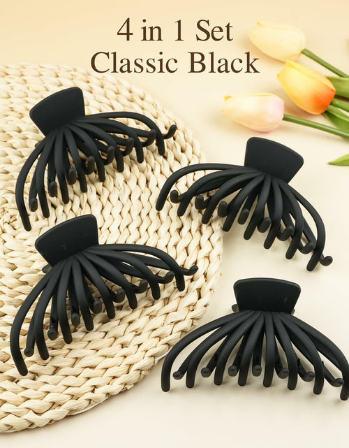 Load image into Gallery viewer, MAORULU 4 Pack Large Non-slip Matte Hair Claw Clips for Women Black
