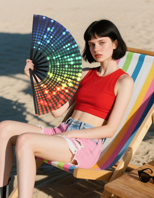 Load image into Gallery viewer, ZOYVUX Large Folding Handheld Dance Fans 2 Pcs Disco Clack Sound Fans
