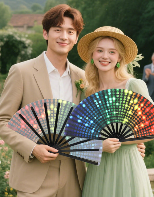 Load image into Gallery viewer, ZOYVUX Large Folding Handheld Dance Fans 2 Pcs Disco Clack Sound Fans
