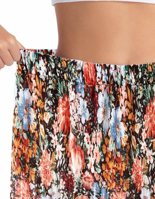 Load image into Gallery viewer, Wielsscca Women's Pleated Floral Chiffon Maxi Skirt Light Green Size L
