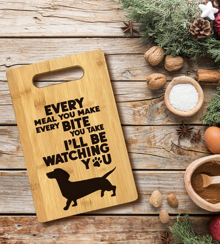 FONDCANYON Dachshund Bamboo Wood Cutting Board Kitchen Decor Brown
