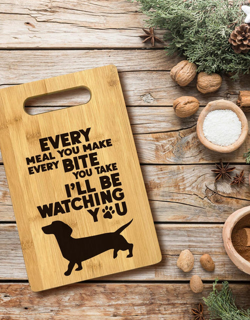 Load image into Gallery viewer, FONDCANYON Dachshund Bamboo Wood Cutting Board Kitchen Decor Brown

