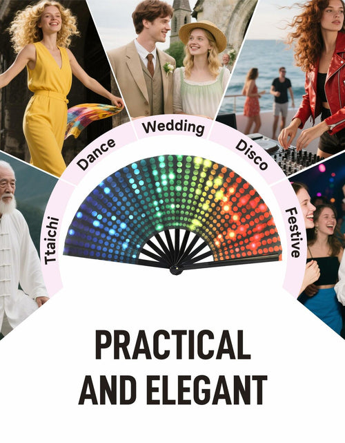 Load image into Gallery viewer, ZOYVUX Large Folding Handheld Dance Fans 2 Pcs Disco Clack Sound Fans
