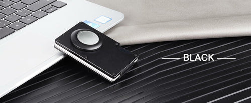 Load image into Gallery viewer, Team Gainz Airtag Metal RFID Blocking Slim Wallet Card Holder Dark Grey Clip
