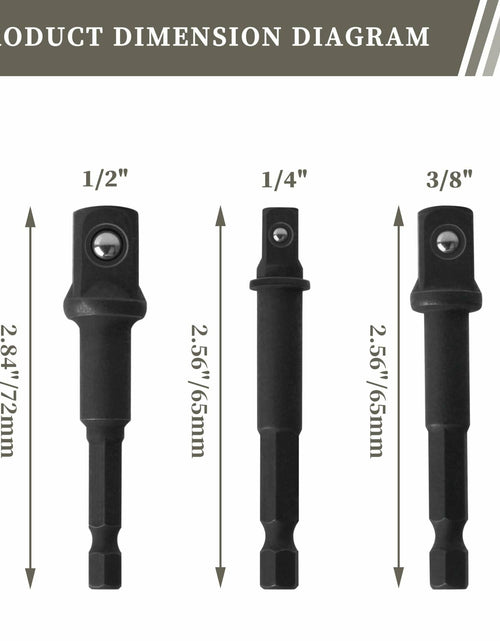 Load image into Gallery viewer, Rawolp 3-Piece Socket Adapter Set 1/4", 3/8", 1/2" Drive
