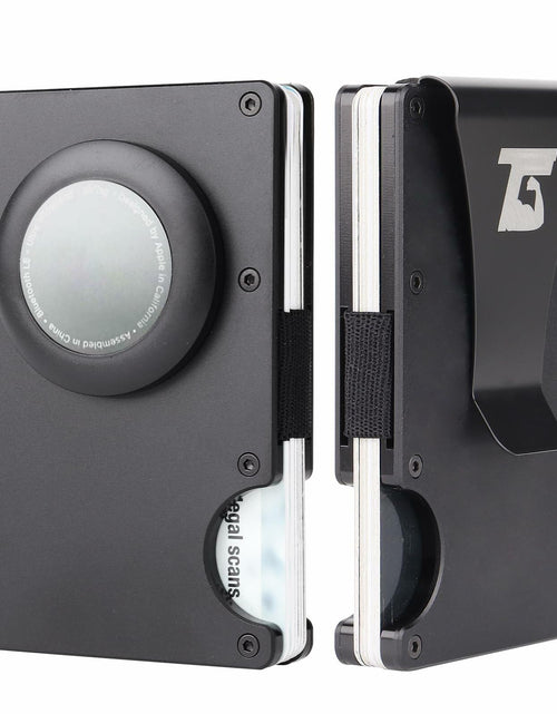 Load image into Gallery viewer, Team Gainz Airtag Metal RFID Blocking Slim Wallet Card Holder Dark Grey Clip
