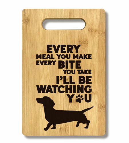 FONDCANYON Dachshund Bamboo Wood Cutting Board Kitchen Decor Brown