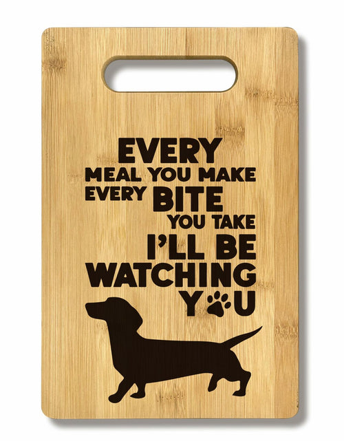 Load image into Gallery viewer, FONDCANYON Dachshund Bamboo Wood Cutting Board Kitchen Decor Brown
