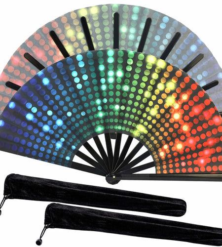 ZOYVUX Large Folding Handheld Dance Fans 2 Pcs Disco Clack Sound Fans