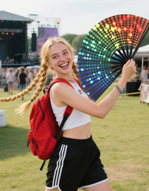 Load image into Gallery viewer, ZOYVUX Large Folding Handheld Dance Fans 2 Pcs Disco Clack Sound Fans
