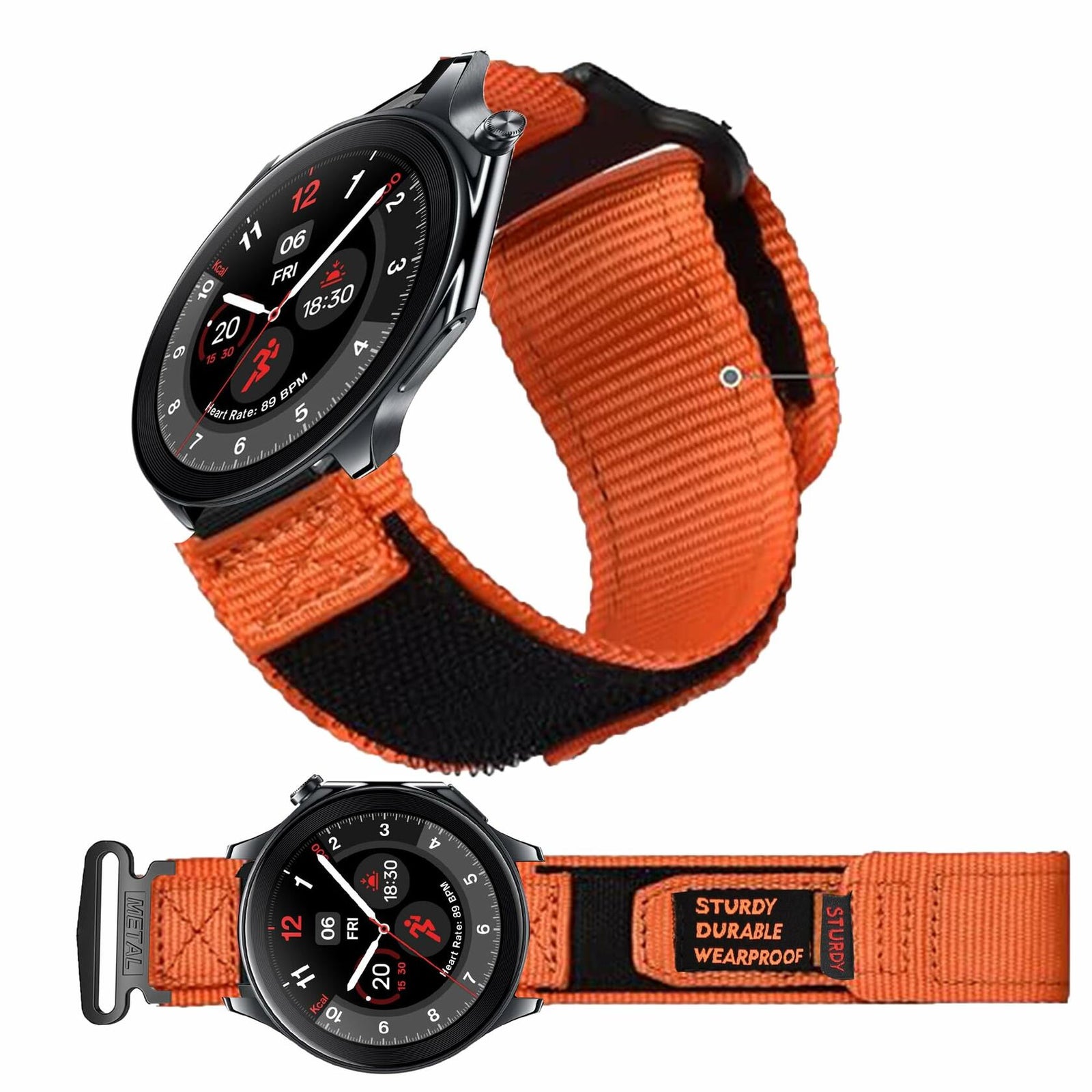 Lamshaw Compatible OnePlus Watch 2R Nylon Sports Strap Orange