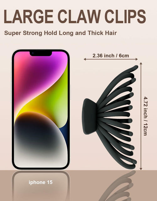 Load image into Gallery viewer, MAORULU 4 Pack Large Non-slip Matte Hair Claw Clips for Women Black
