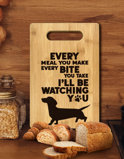 Load image into Gallery viewer, FONDCANYON Dachshund Bamboo Wood Cutting Board Kitchen Decor Brown
