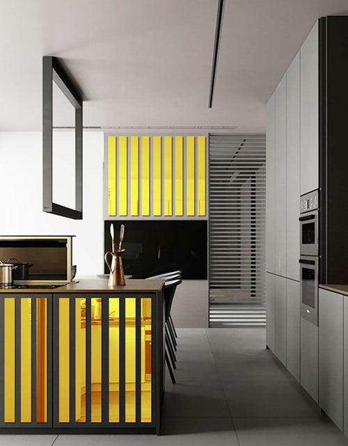 Load image into Gallery viewer, YSSZAM Mirror Wall Stickers Striped Design Acrylic Tiles 5x20cm Gold 10 Pcs
