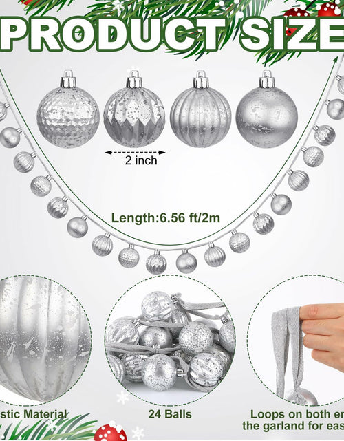 Load image into Gallery viewer, Motionchic 6.5ft Silver 24 Ball 2in Shatterproof Ornament Garland
