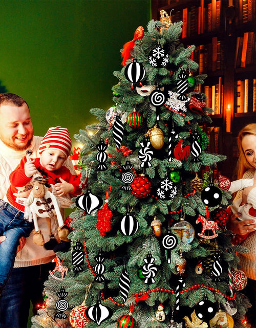 Load image into Gallery viewer, Arosche Christmas Candyland Tree Decorations 24Pcs Wooden Black Ornaments
