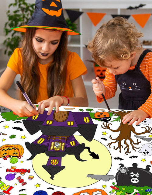 Load image into Gallery viewer, AKEROCK Halloween Coloring Tablecloth Decorations 118x54 Inches Paper
