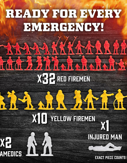 Load image into Gallery viewer, SCS Direct Firefighter Action Figure Playset 100pc Red Rescue Vehicles
