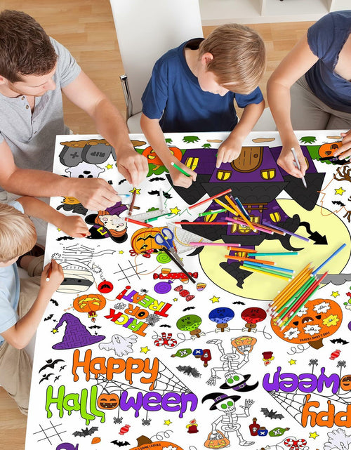 Load image into Gallery viewer, AKEROCK Halloween Coloring Tablecloth Decorations 118x54 Inches Paper
