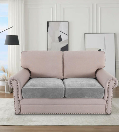 H.VERSAILTEX Chenille Loveseat Couch Cover 2pc Non-Slip Elastic Dove