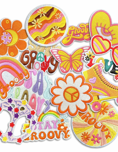 Load image into Gallery viewer, Dakartoon Groovy Patches Embroidery Applique DIY Heat Press 15 Pcs
