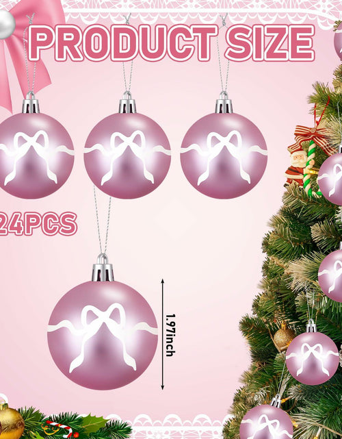 Load image into Gallery viewer, Sosation 24 Pink White Bow Ball Ornaments 1.97 Inch Christmas Tree Decor
