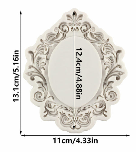 CANYANGMOLD Baroque Photo Frame Silicone Mold Gray 0.39x3.18x2.87in 1 Pc