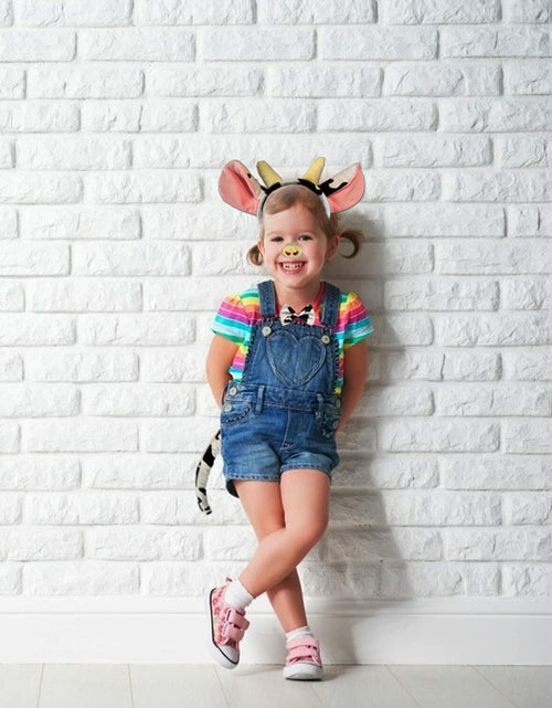 Load image into Gallery viewer, JIALWEN Cow Animal Costume Set 4Pcs Ears Nose Bowtie Tail Unisex White Size
