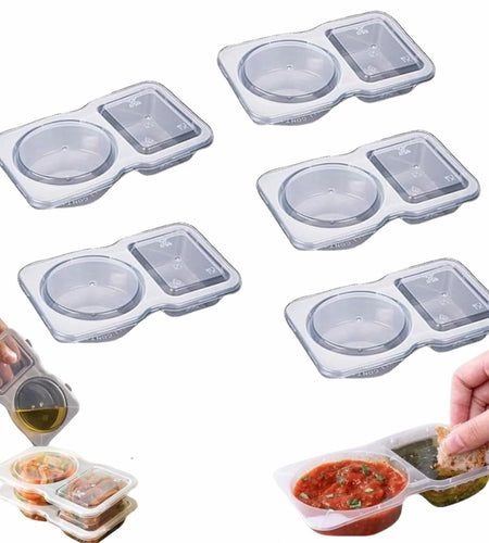 Uioecn 5PCS Double Compartment Condiment Containers with Lids Portable Reusable