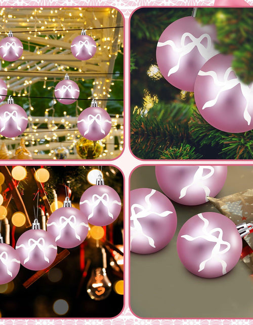 Load image into Gallery viewer, Sosation 24 Pink White Bow Ball Ornaments 1.97 Inch Christmas Tree Decor
