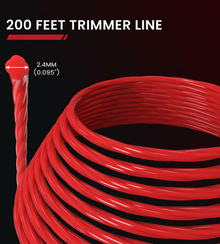 Enhulk 0.095'' Red Weed Eater Trimmer Line 200ft High Tensile Strength