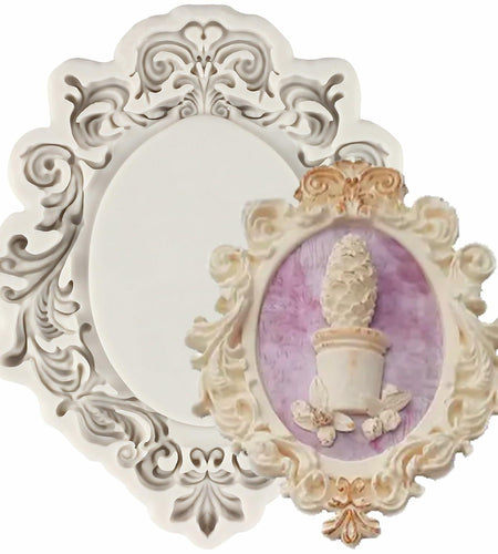 CANYANGMOLD Baroque Photo Frame Silicone Mold Gray 0.39x3.18x2.87in 1 Pc