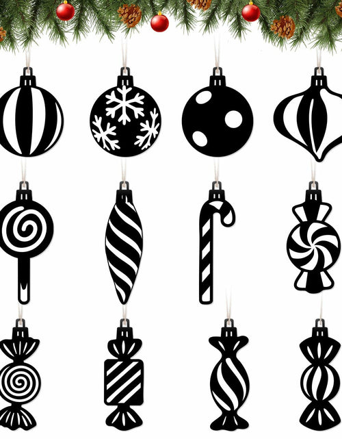 Load image into Gallery viewer, Arosche Christmas Candyland Tree Decorations 24Pcs Wooden Black Ornaments
