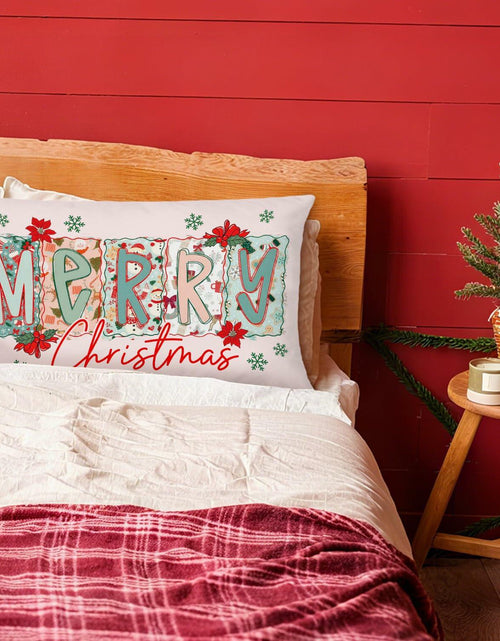 Load image into Gallery viewer, MOLYUB Pink Merry Christmas Floral Pillow Cover 12x20 Inches Polyester
