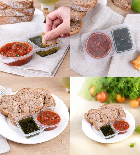 Uioecn 5PCS Double Compartment Condiment Containers with Lids Portable Reusable