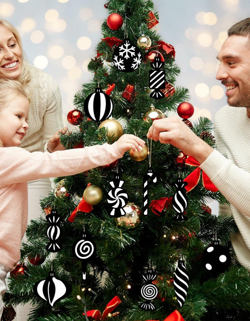 Load image into Gallery viewer, Arosche Christmas Candyland Tree Decorations 24Pcs Wooden Black Ornaments
