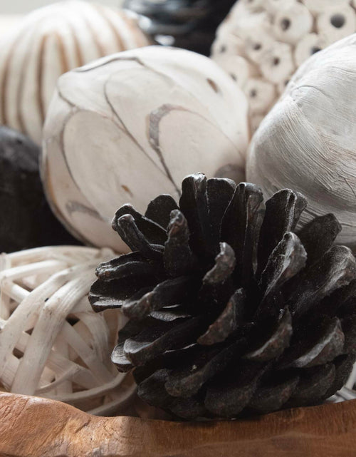 Load image into Gallery viewer, ANDALUCA Natural Tones Vase &amp; Bowl Mini Pumpkins Pinecone Balls Black White
