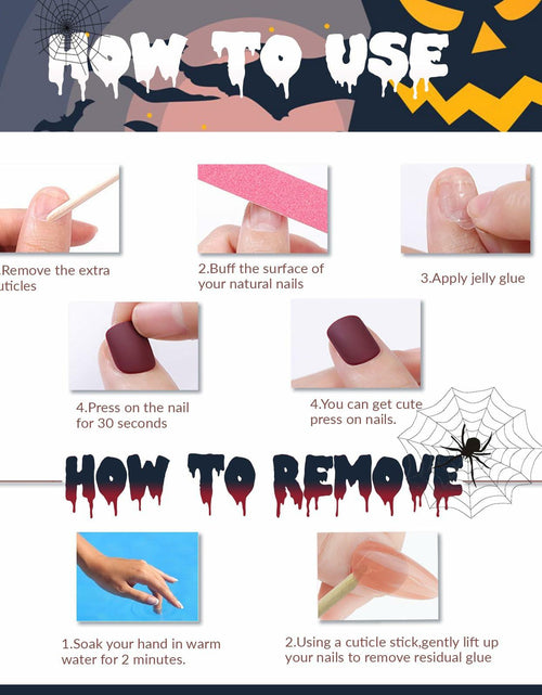 Load image into Gallery viewer, HPYFOI Halloween Press On Nails Long Coffin Matte Spider Web Ghost 24Pc
