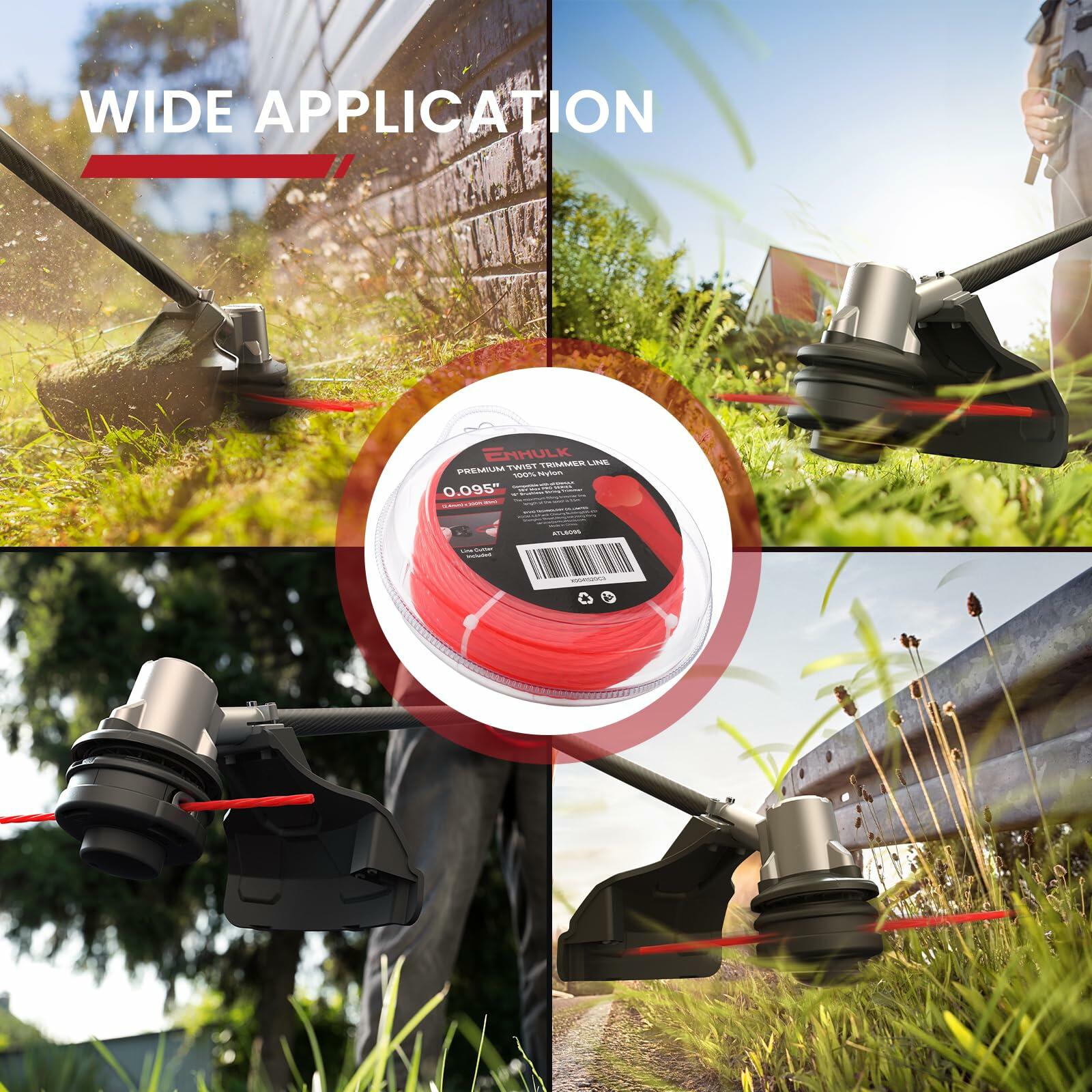 Enhulk 0.095'' Red Weed Eater Trimmer Line 200ft High Tensile Strength